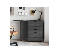 Armoire roulante avec bureau MOSS gris bois de pin solide