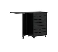 vidaXL Armoire roulante avec Bureau Moss Noir Bois de pin Solide
