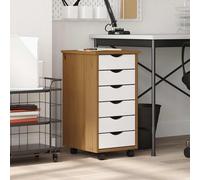 vidaXL Armoire roulante MOSS – commode en bois de pin marron miel avec tiroirs