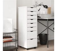 vidaXL Armoire roulante avec tiroirs MOSS bois de pin solide – Blanc G