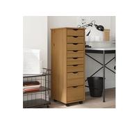 vidaXL Armoire roulante avec tiroirs MOSS bois de pin marron miel, commode, armoire à tiroirs, armoire de rangement bureau, classeur
