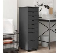 Armoire roulante avec tiroirs MOSS gris bois de pin solide gris G
