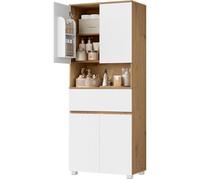 Armoire Salle de Bain 70x40x176,5 cm - EUGAD - 2 placards et 1 tiroir - 1 compartiment ouvert