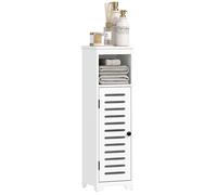 Armoire salle de bain - HOMCOM - 4 niveaux - porte persienne, étagère ouvert, étagère réglable - 22 x 20 x 75 cm - blanc