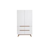 Armoire scandinave avec penderie et tiroirs finition blanc mat et bois chêne clair L100 cm KELMA