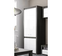 Armoire Sevilla Avec Surmeuble 90Cm 2 Portes Pin Noir / MDF Blanc Brillant