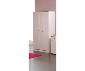 Armoire Smoozy 90 cm 2 portes - blanc/rose ou blanc/bleu