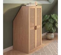 IDMarket - Armoire sous Pente 2 Portes EDHEN 60 x 50 x 70/110 cm Bois et cannage