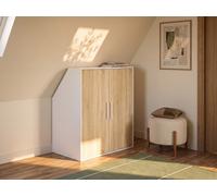 Vente-unique - Armoire sous Pente 2 Portes - Blanc et Naturel - ADEZIO