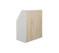 Vente-unique - Armoire sous Pente 2 Portes - Blanc et Naturel - ADEZIO