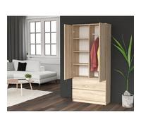 Armoire style moderne chambre salon - Penderie multifonctions - 2 portes + tiroirs - Dressing - S - TURIN