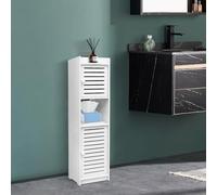 Armoire sur Pied de Salle de Bain, Petit Meuble de Rangement pour Toilettes, Meuble de Rangement, Étagère Réglable, Support pour Papiers Toilettes (22 * 20 * 75cm -2 Portes, Blanc)