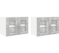 Armoire suspendue avec porte 2 pcs Gris béton 60 x 31 x 40 cm