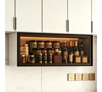 Armoire Suspendue avec Porte Relevable Aluminium Vestiaire Metallique | Meuble Cuisine Rangement, Deux Options D'installation, Armoire Toilette Garage Atelier(White,60*30*22cm)