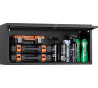 Armoire suspendue d'atelier - Armoire à outils murale - Dimensions 77 x 30,5 x 35,6 cm - Porte relevable - Capacité de charge 54 kg par compartiment - Montage mural - Pour garage, cave, cuisine, entre