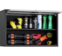 Armoire suspendue d'atelier - Armoire murale à outils - Dimensions 77 x 30,5 x 50 cm - Porte relevable - Étagère - Capacité de charge 108,86 kg - Pour garage et cave