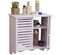 Armoire suspendue de salle de bains - Armoire à pharmacie - 2 portes - 2 étagères - Plastique - Fixation murale - 37 × 20 × 40,8 cm - Blanc