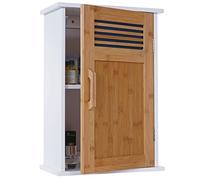 Mendler Armoire suspendue de salle de bains HWC-A85 en bambou 52x35x21 cm blanc
