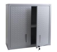 Armoire suspendue HWC-O52, armoire murale, armoire de rangement, bibliothèque, verrouillable, acier 77x77x31cm gris clair