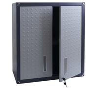 Armoire suspendue HWC-O52, armoire murale, armoire de rangement, bibliothèque, verrouillable, acier 77x77x31cm gris clair/gris foncé