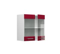 Armoire suspendue R-Line, 60cm avec portes vitrées, Rouge bordeaux Haute brillance, Vicco 41865