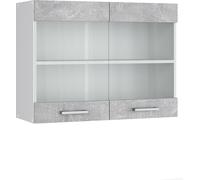Armoire suspendue Vicco R-Line Béton 80cm avec portes vitrées, Model 41684