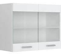 Armoire suspendue Vicco R-Line Blanc Haute brillance 80cm avec portes vitrées, Model 41693