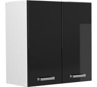Armoire suspendue Vicco R-Line Noir Haute brillance 60cm avec portes, Model 41669