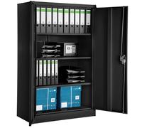 Rangement de bureau - TECTAKE - Armoire métallique de classement avec 3 étagères réglables avec 2 clés, 90 x 40 x 140 cm - Noir
