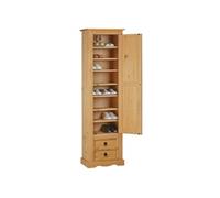 Armoire TEQUILA avec 1 porte et 2 tiroirs, en pin massif finition teintée et cirée