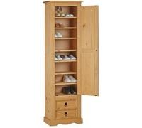 Armoire TEQUILA avec 1 porte et 2 tiroirs, en pin massif finition teintée et cirée