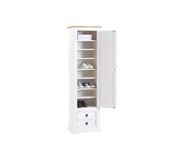Armoire TEQUILA avec 1 porte et 2 tiroirs, en pin massif lasuré blanc et brun Blanc/Brun G