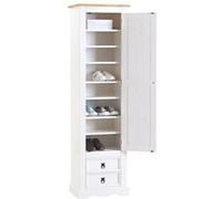 Armoire TEQUILA avec 1 porte et 2 tiroirs, en pin massif lasuré blanc et brun Blanc/Brun G