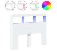 Armoire tête de lit - Blanc - 120x17x102 cm - LED RGB - Bois d'ingénierie - Design contemporain