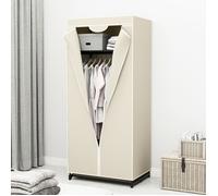 Armoire Tissu Rangement Vetement, COSTWAY, Penderie Tissu 74 x 50 x 172 cm avec Tringle et Étagères, Housse Anti-Poussière, Beige