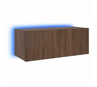 Armoire TV - BEST-HOME - Meuble TV mural avec lumières LED - Chêne marron - 80x35x31cm - Meuble de Salon 3_9453810