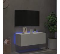 Armoire TV - CLOUD - Meuble séjour - Desgin mural - avec lumières LED - blanc 80x35x31 cm ll1312
