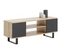 Armoire TV Focus | Meuble TV Loft | Design Moderne pour Le Salon et la Salle à Manger | Armoires et étagères Pratiques | Pieds en métal | Finition élégante et Durable (chêne Artisan - Noir)
