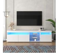 Armoire TV - Moderne - 180cm - Éclairage LED variable - Panneau lumineux - Blanc brillant