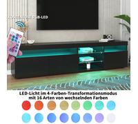 Armoire TV moderne épaissie couleur chaude noire de deuxième génération, panneau lumineux, éclairage LED variable,
