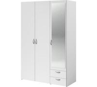 Armoire VARIA, 3 Portes Battantes + Miroir, 2 Tiroirs, 120 x 185.5 x 51.5 cm,Reproduction Blanc