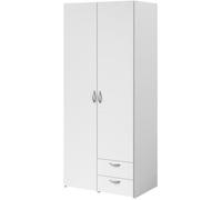 Parisot Armoire Daily 2 – décor blanc – 2 portes battantes, 2 tiroirs – L 81 × H 185 × P 51 cm