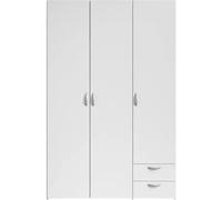 Parisot Armoire Daily 2 - Décor Blanc - 3 Portes + 2 tiroirs - L 120 x H 185 x P 51 cm