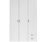 Parisot Armoire Daily 2 - Décor Blanc - 3 Portes + 2 tiroirs - L 120 x H 185 x P 51 cm
