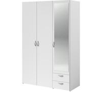 Parisot Armoire Varia - Décor blanc, 3 portes battantes, miroir et 2 tiroirs - L120 x H185 x P51 cm