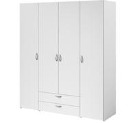 Parisot Armoire Varia – Décor blanc, 4 portes battantes + 2 tiroirs, L160×H185×P51 cm