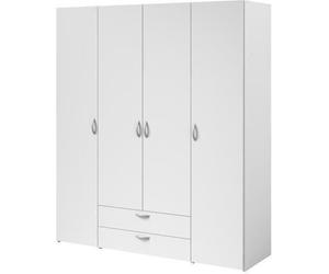 Armoire VARIA - Décor blanc - 4 portes battantes + 2 tiroirs - L 160 x H 185 x P 51 cm - PARISOT