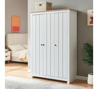 Armoire « Vasand » avec 3 portes, 2 tringles à vêtements et 3 compartiments 175 x 120 x 52 cm Blanc/aspect chêne