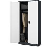 Armoire verrouillable, meuble de bureau avec penderie | Armoire de classement, armoire métallique avec compartiments, penderie, charge maximale par compartiment : 50 kg, acier 0,6 mm, serrure, fixatio