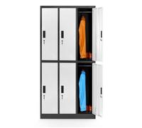 Armoire vestiaire 3B2A Armoire Métallique Casier 6 compartiments en tôle d'acier thermolaquée 185 cm x 90 cm x 45 cm (blanc)